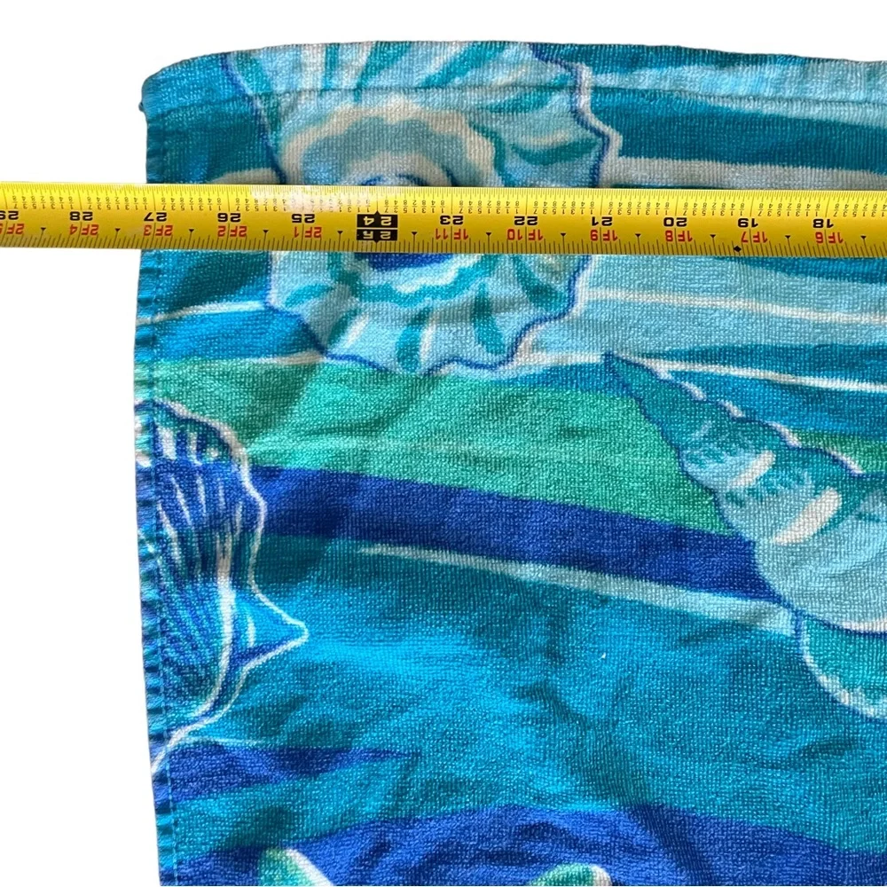Sea Shell Blue Velour Terry Cloth Beach Bath Towel
